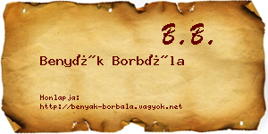 Benyák Borbála névjegykártya