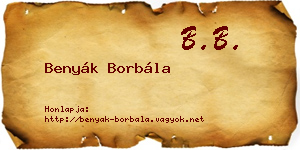 Benyák Borbála névjegykártya